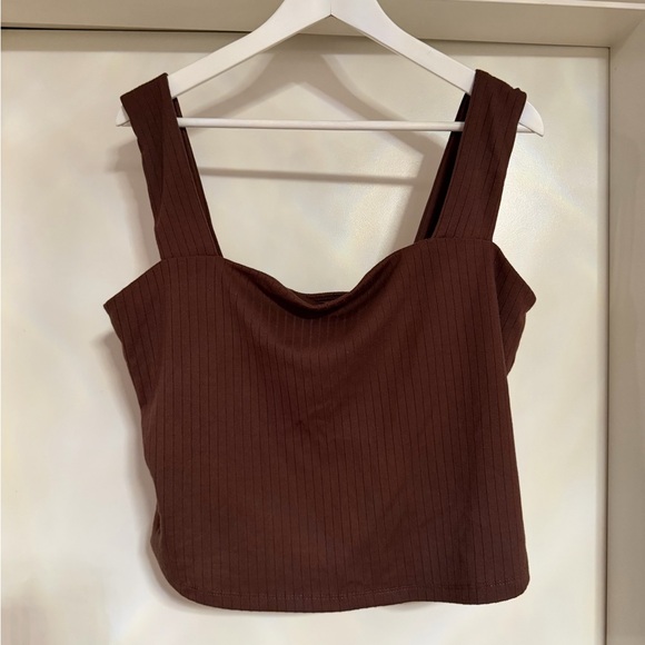 Dynamite Tops - Dynamite Chocolate Ribbed Crop Top